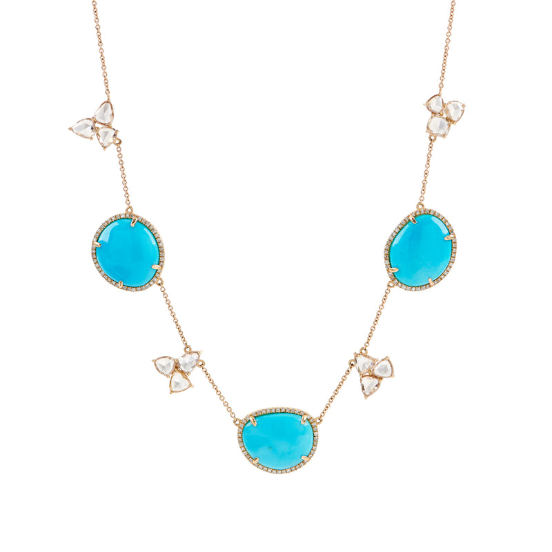 Turquoise and Diamond Station Necklace