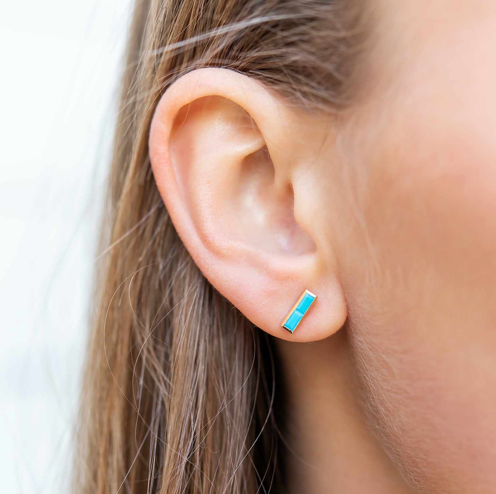 Bar outlet Earrings, Leather Bar Earrings, Turquoise Bar Earrings