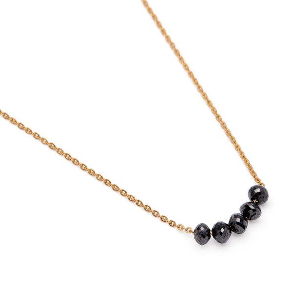 Faceted Black Diamond Bead Necklace - 23 ctw