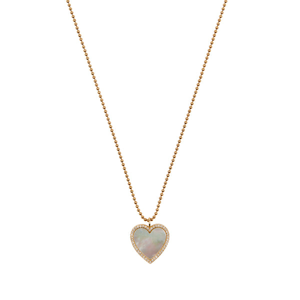 Pearl Heart Necklace in White, Yellow or Rose Gold